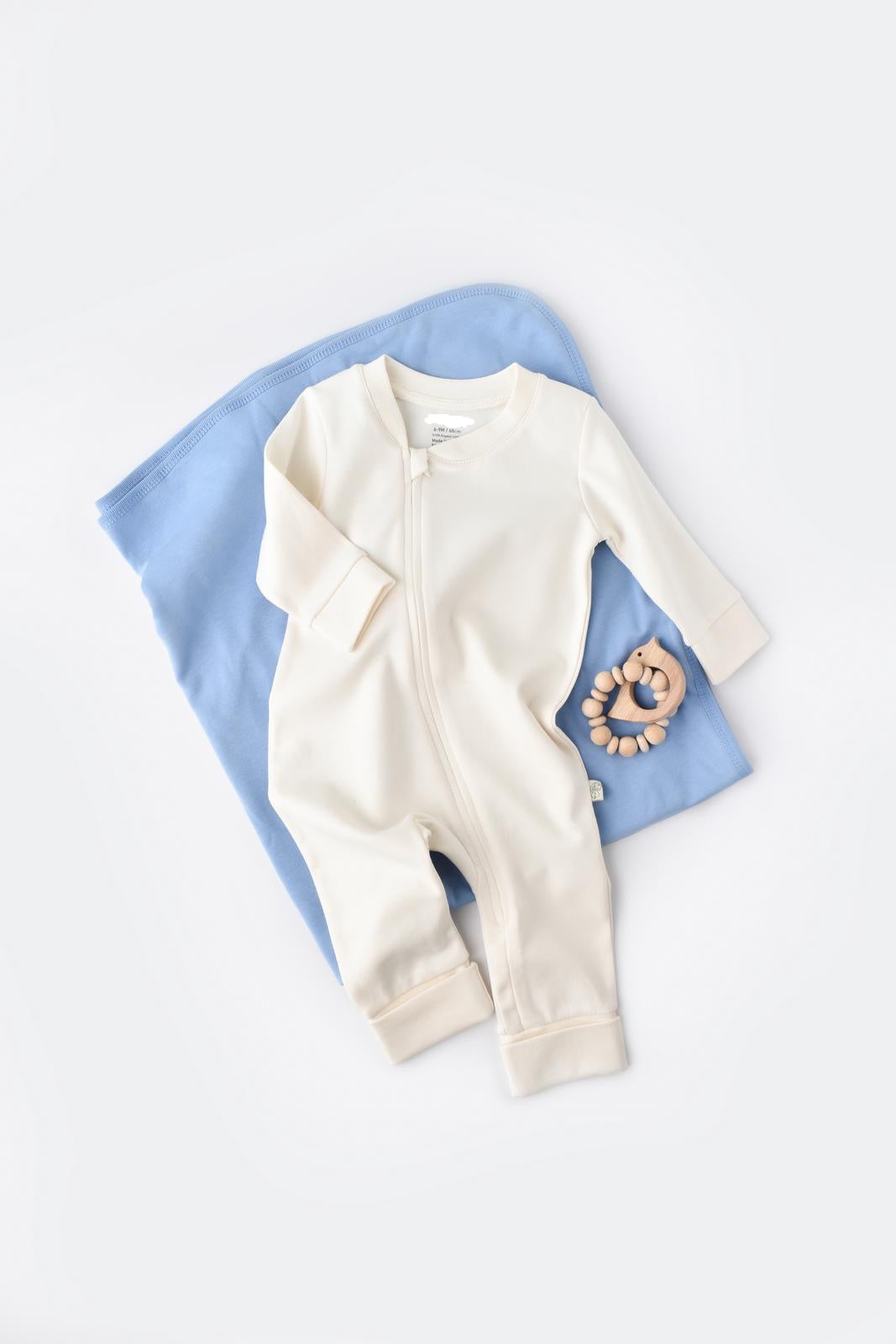 Oragnic Cotton  Zippered Romper