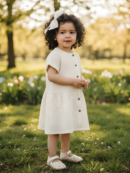 European STYLE Cotton Gauze A-Line Dress 