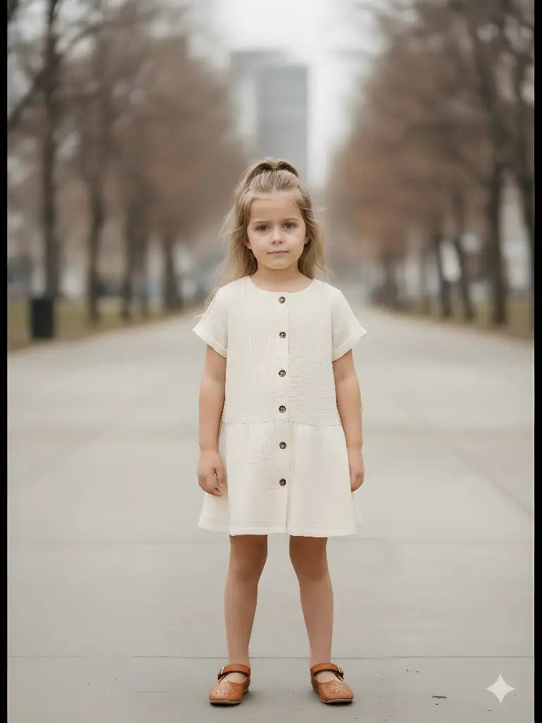 European STYLE Cotton Gauze A-Line Dress 