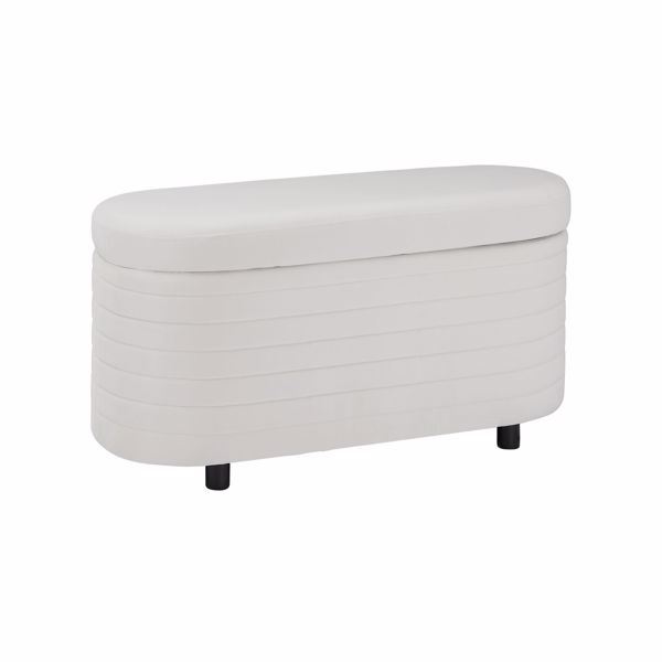 Multi-functional storage velvet material sofa bench-White velvet