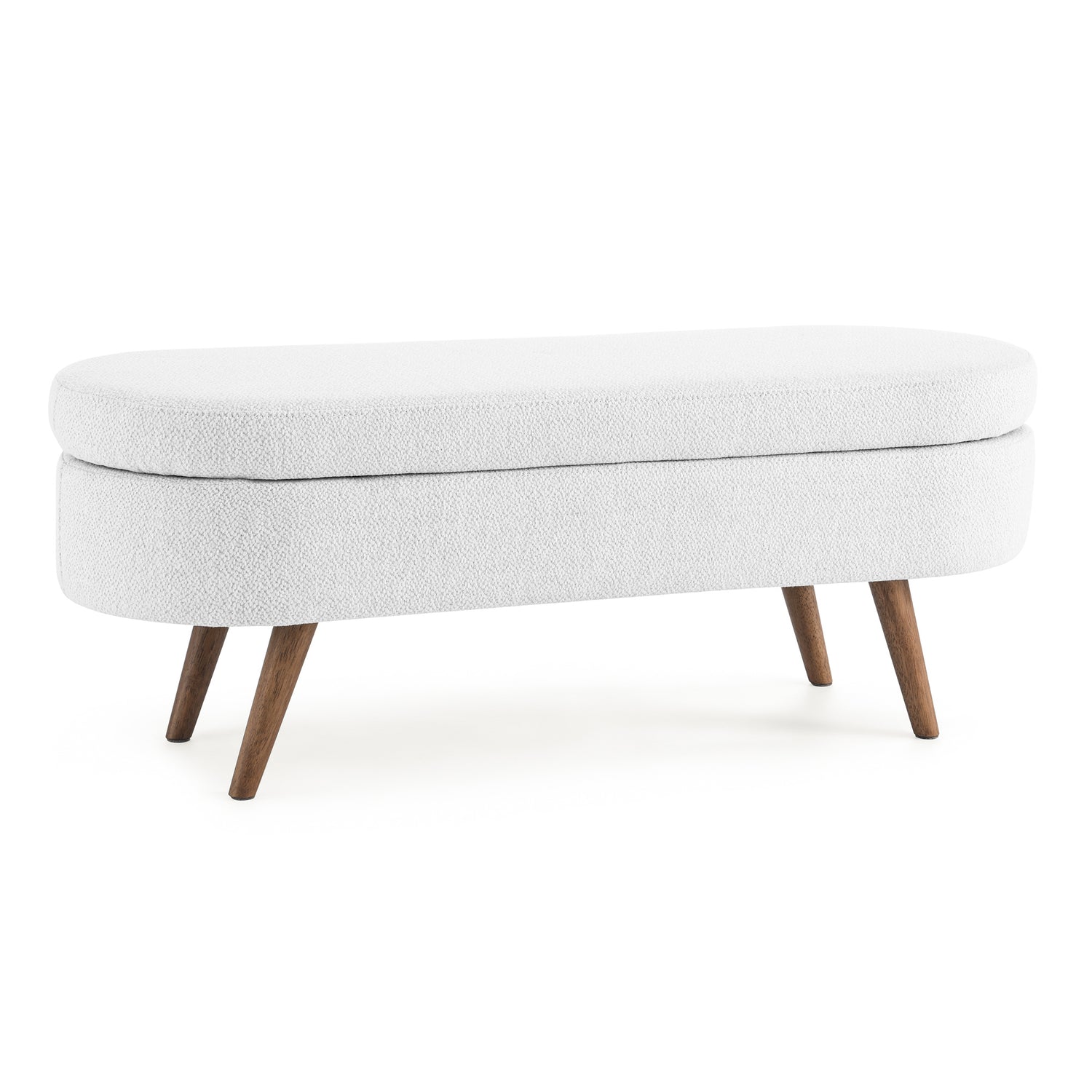 Ottoman Oval Storage Bench,Rubber Wood Legs,White(43.5&quot;x16&quot;x16&quot;)