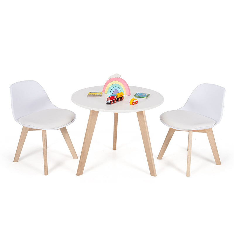 Modern Kids Activity Play Table and 2 Chairs Set with Beech Leg Cushion