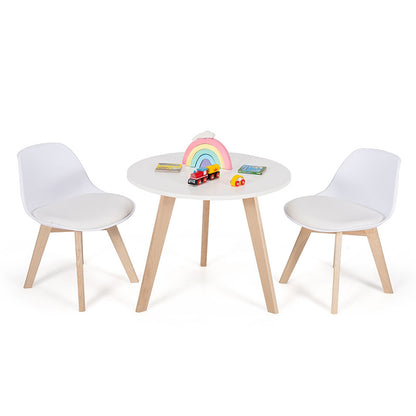 Modern Kids Activity Play Table and 2 Chairs Set with Beech Leg Cushion