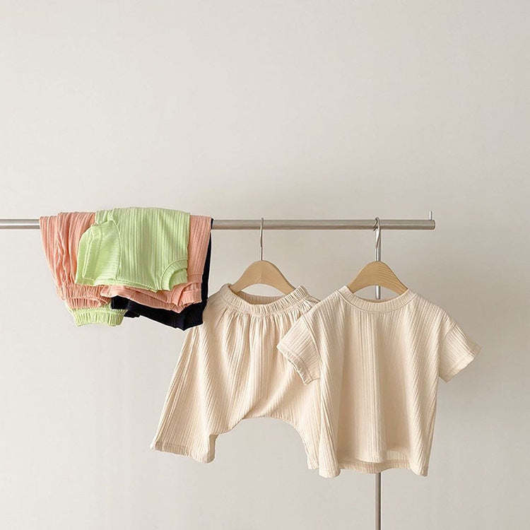 Baby  Solid Color Shorts and Shirt Set