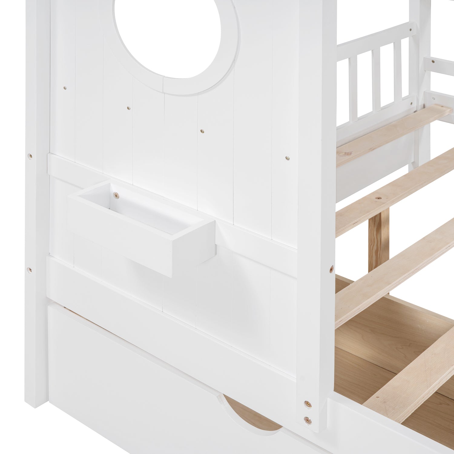 Wooden Full Size House Bed with 2 Drawers,Kids Bed with Storage Shelf