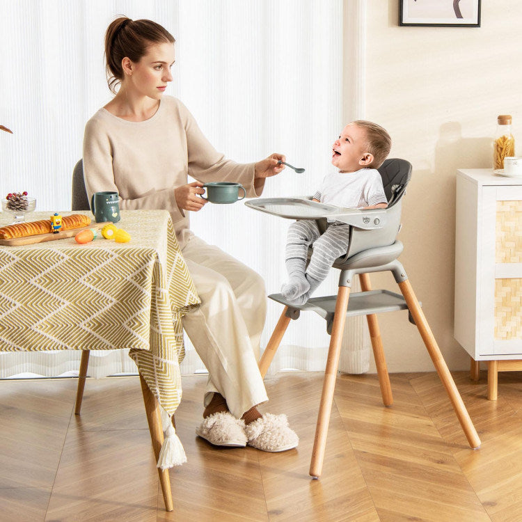 6 in 1 Convertible Highchair with Safety Harness and Removable Tray