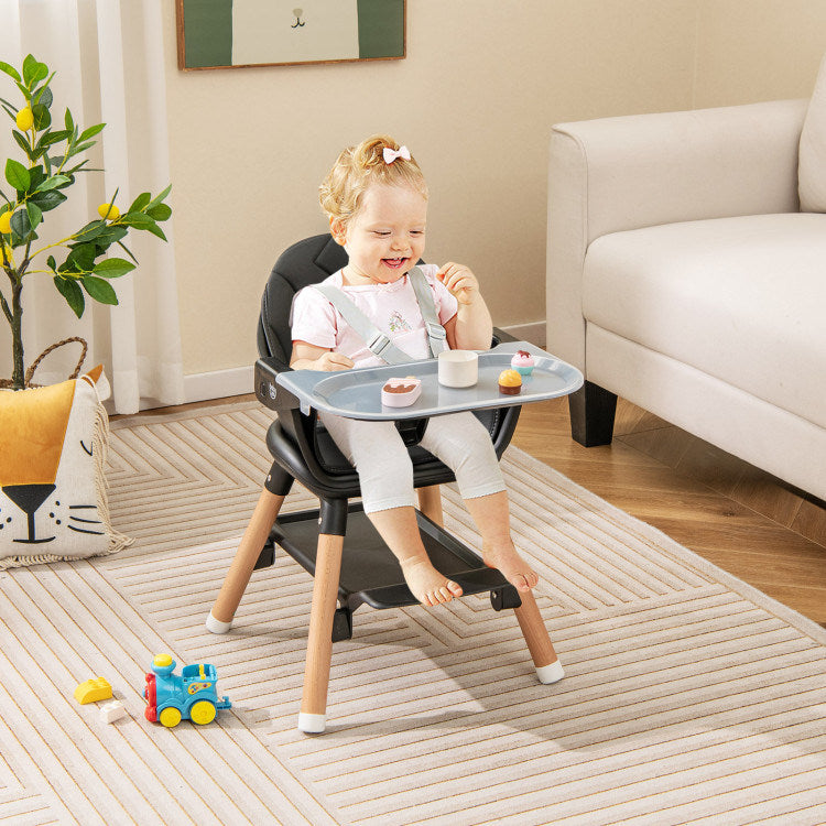 6 in 1 Convertible Highchair with Safety Harness and Removable Tray