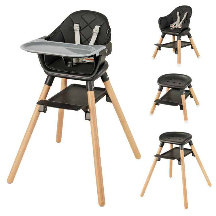 6 in 1 Convertible Highchair with Safety Harness and Removable Tray