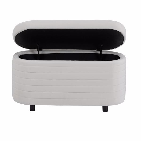 Multi-functional storage velvet material sofa bench-White velvet