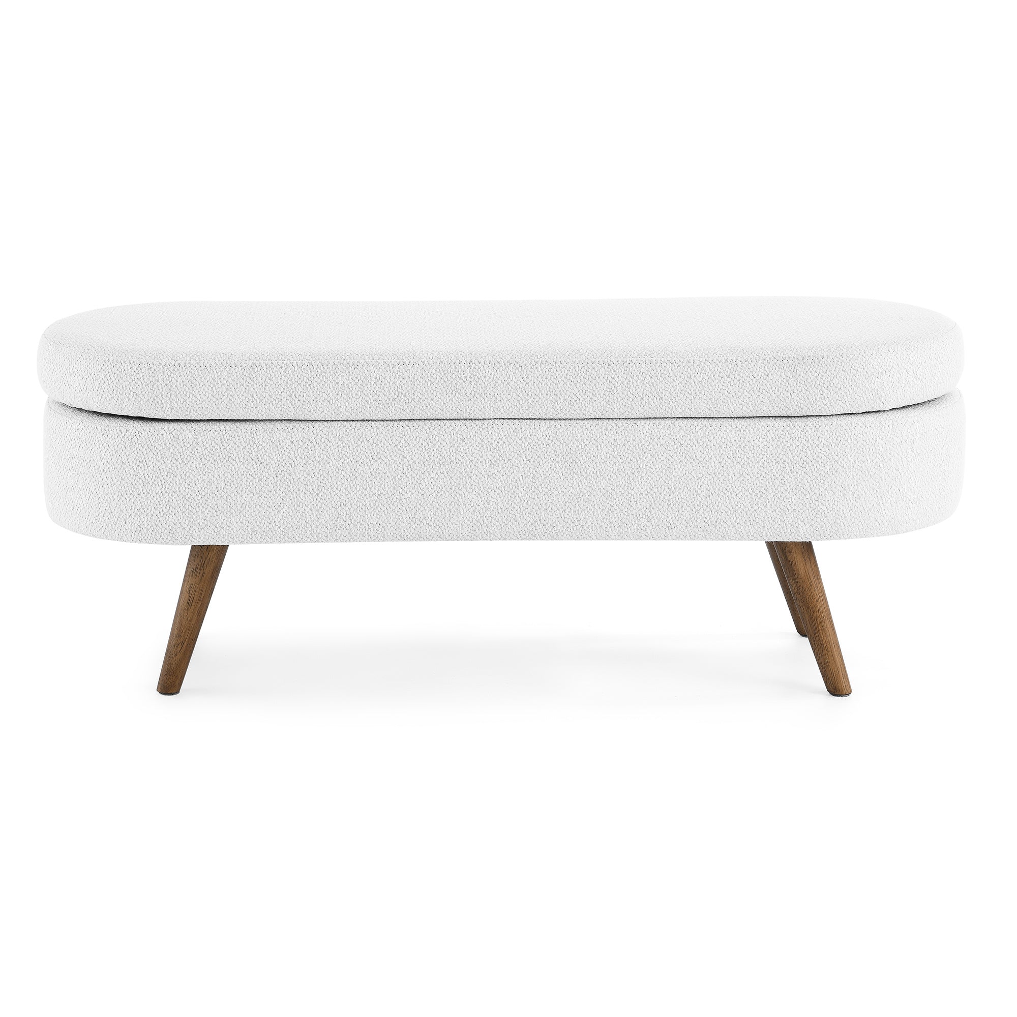 Ottoman Oval Storage Bench,Rubber Wood Legs,White(43.5&quot;x16&quot;x16&quot;)