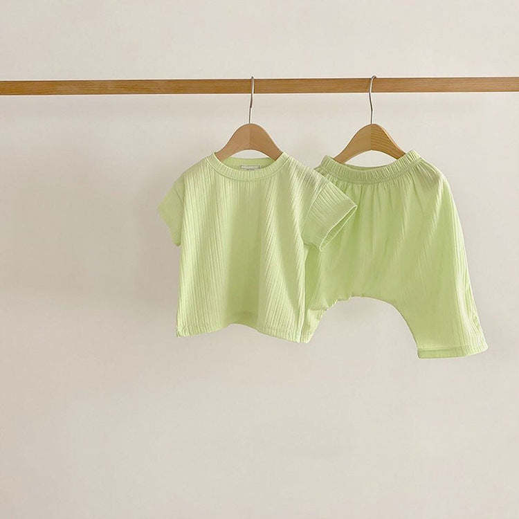 Baby  Solid Color Shorts and Shirt Set