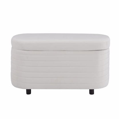 Multi-functional storage velvet material sofa bench-White velvet