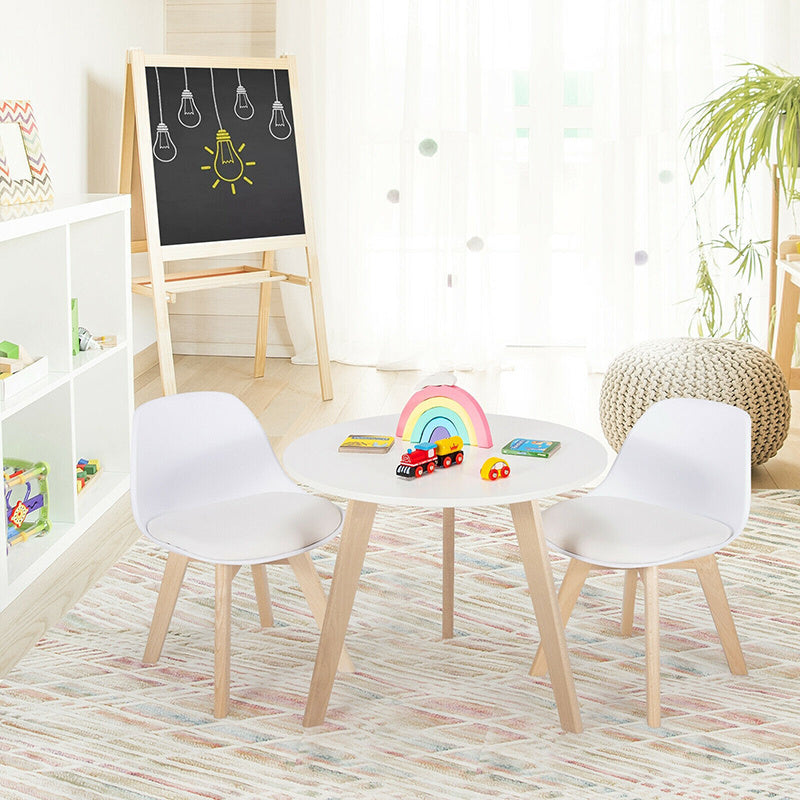 Modern Kids Activity Play Table and 2 Chairs Set with Beech Leg Cushion