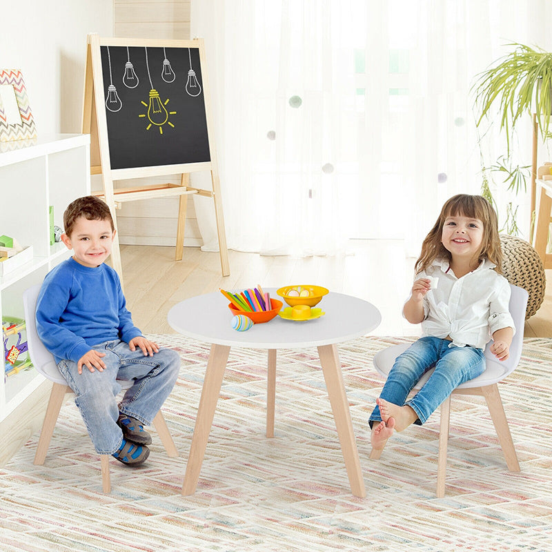 Modern Kids Activity Play Table and 2 Chairs Set with Beech Leg Cushion