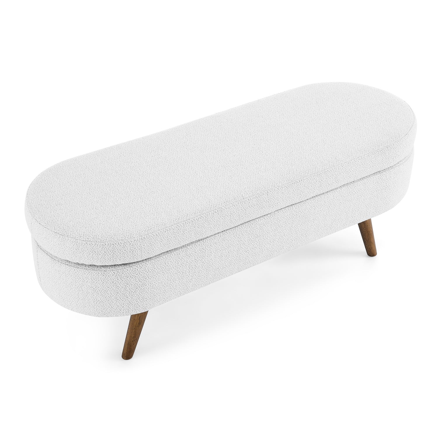 Ottoman Oval Storage Bench,Rubber Wood Legs,White(43.5&quot;x16&quot;x16&quot;)