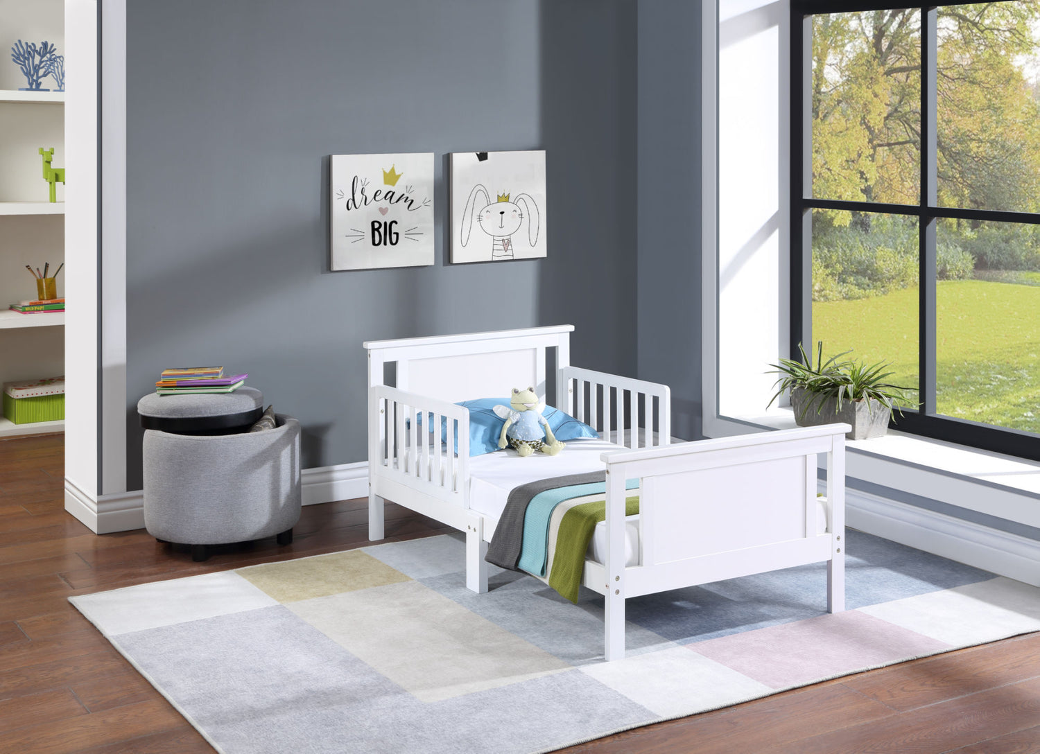 Connelly Reversible Panel Toddler Bed White/Rockport Gray