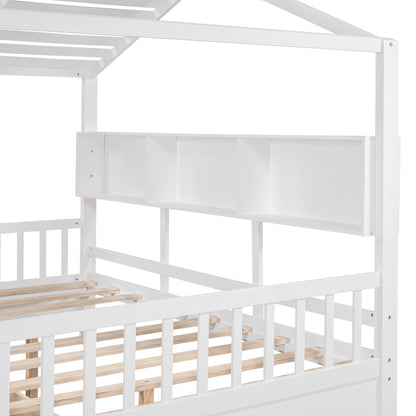 Wooden Full Size House Bed with 2 Drawers,Kids Bed with Storage Shelf